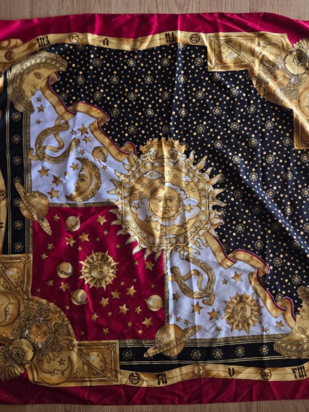 Celestial Sun Moon Zodiac Satin Feel Square Scarf